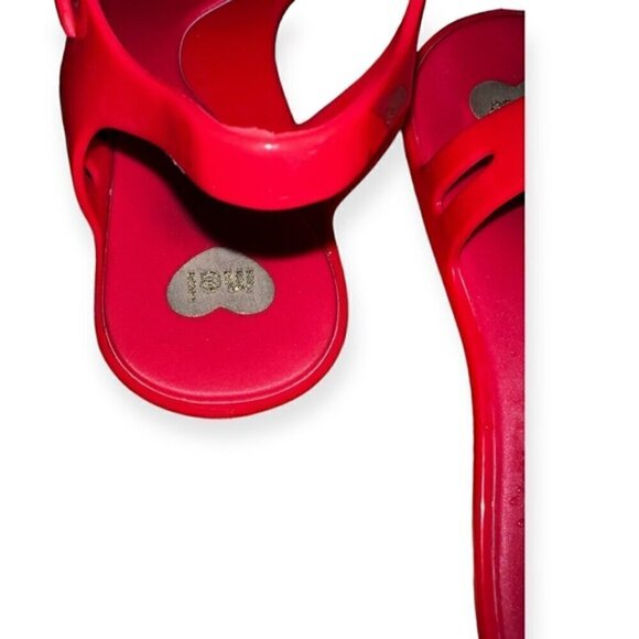 MELISSA “dreamed” jelly CACAO 2 red slip on Owl thong strapped sandals shoe sz 6 - Picture 5 of 6